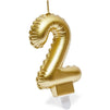 Number 2 Cake Topper with Candles in Holders for 2nd Birthday (Gold, 25 Pieces)
