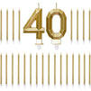 Number 40 Cake Topper with Candles in Holder for 40th Birthday (Gold, 26 Pieces)
