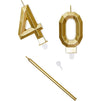 Number 40 Cake Topper with Candles in Holder for 40th Birthday (Gold, 26 Pieces)
