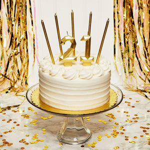 Number 21 Cake Topper with Candles in Holder for 21st Birthday (Gold, 26 Pieces)