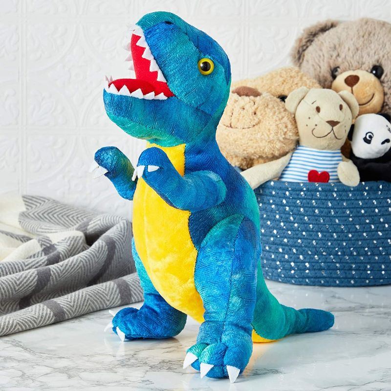 Blue T-Rex Plush Toy for Kids, Dinosaur Stuffed Animal (10 Inches)