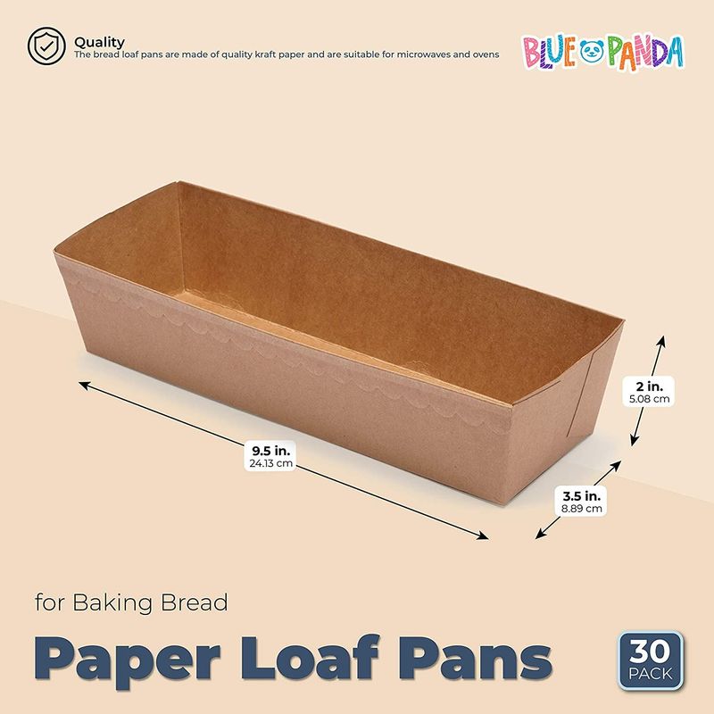 Paper Loaf Pans for Baking Bread, Brown Kraft (9.5 x 3.5 x 2 In, 30 Pack)
