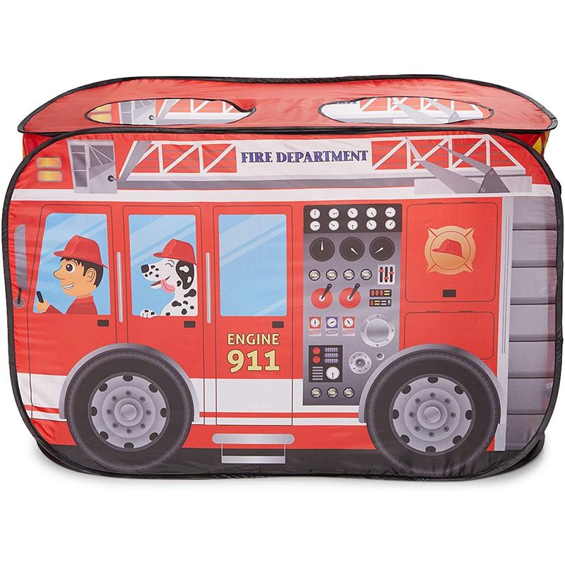 Pop Up Play Tent for Kids, Fire Truck Playhouse (43 x 28 x 28 Inches)