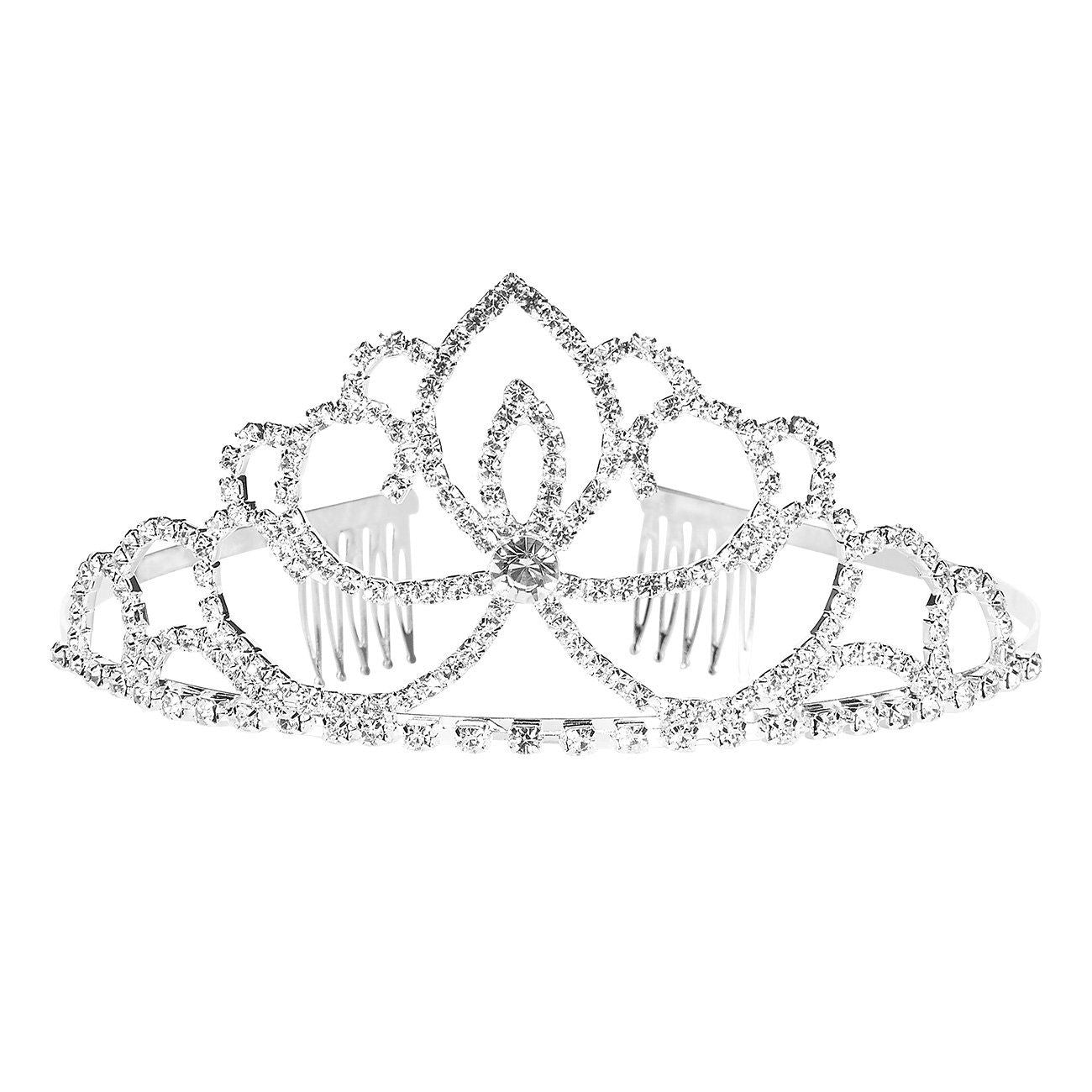 Rhinestone Crystal Tiara - Perfect for Wedding, Bridal, Prom, Birthday, Pageant, Princess Crown, Silver - 5 x 2.2 x 5.5 Inches