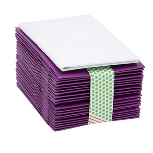 20-Pack Small Paper Gift Bags with Handles, 5.5x2.5x7.9-Inch Goodie Bags with 20 Sheets White Tissue Paper and 20 Hang Tags for Small Business (Purple)