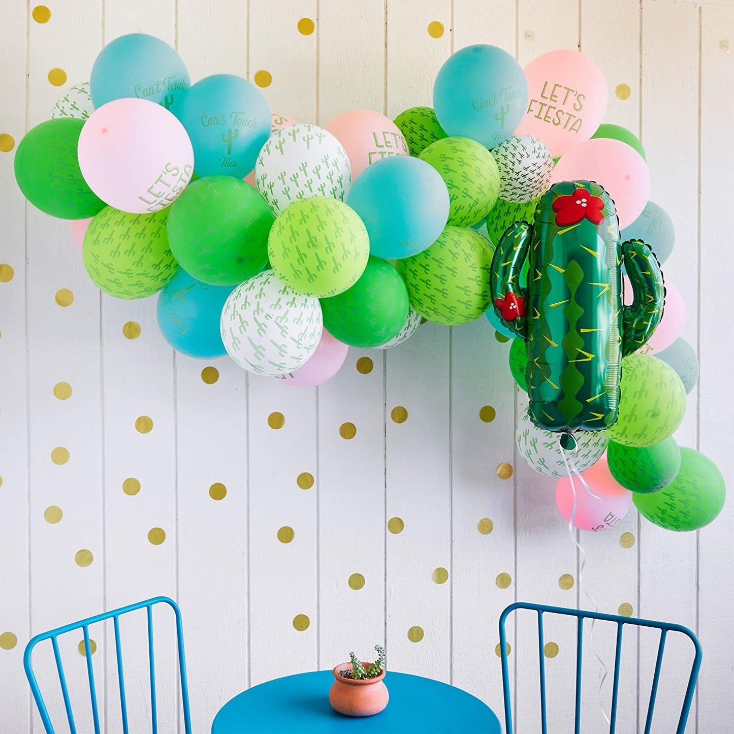 50 Pack Tropical Cactus Latex Balloons with Ribbons for Fiesta and Cinco de Mayo Party Supplies Decoration, 12 in