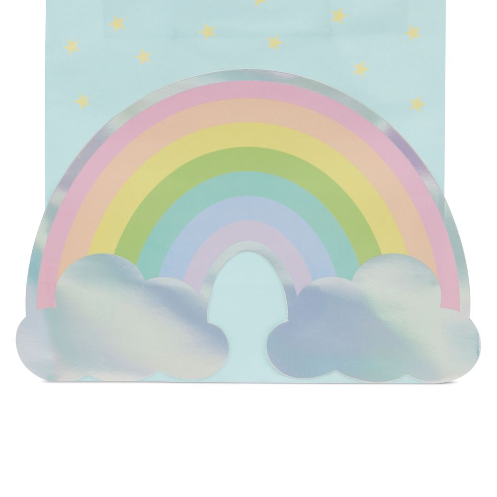 Rainbow Gift Bags with Handles and White Tissue Paper (15 Pack)