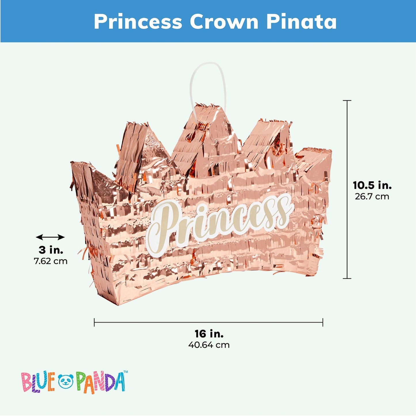 Rose Gold Princess Crown Pinata for Girls Birthday Party Decorations (Small, 14.8 x 3.0 x 10.3 In)