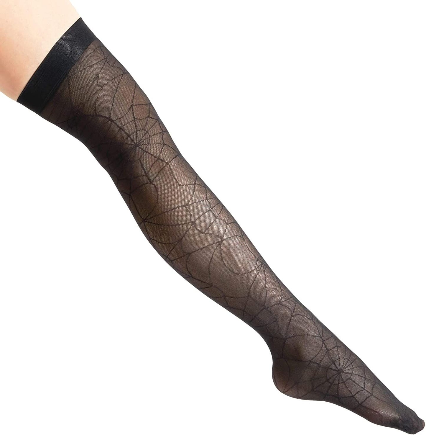 Women's Thigh-High Stockings, Spiderweb Tights Sheer Pantyhose (One Size, 2 Pairs)