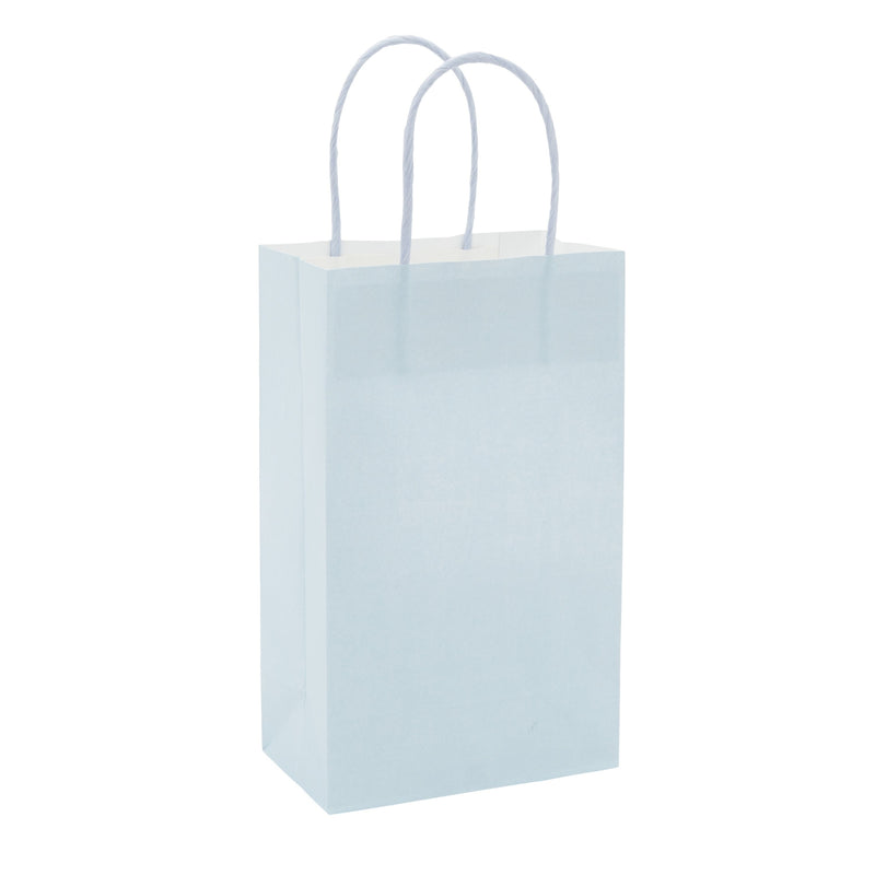 25-Pack Light Blue Gift Bags with Handles, 5.5x3.2x9-Inch Paper Goodie Bags for Party Favors and Treats, Birthday Party Supplies