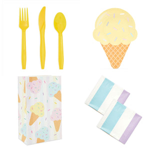 Ice Cream Birthday Party Decorations, Dinnerware, Party Favor Bags (207 Pieces)