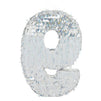 Small Holographic Silver Foil Number 9 Pinata for Kids Birthday Party Decorations (15.7x9x3 in)