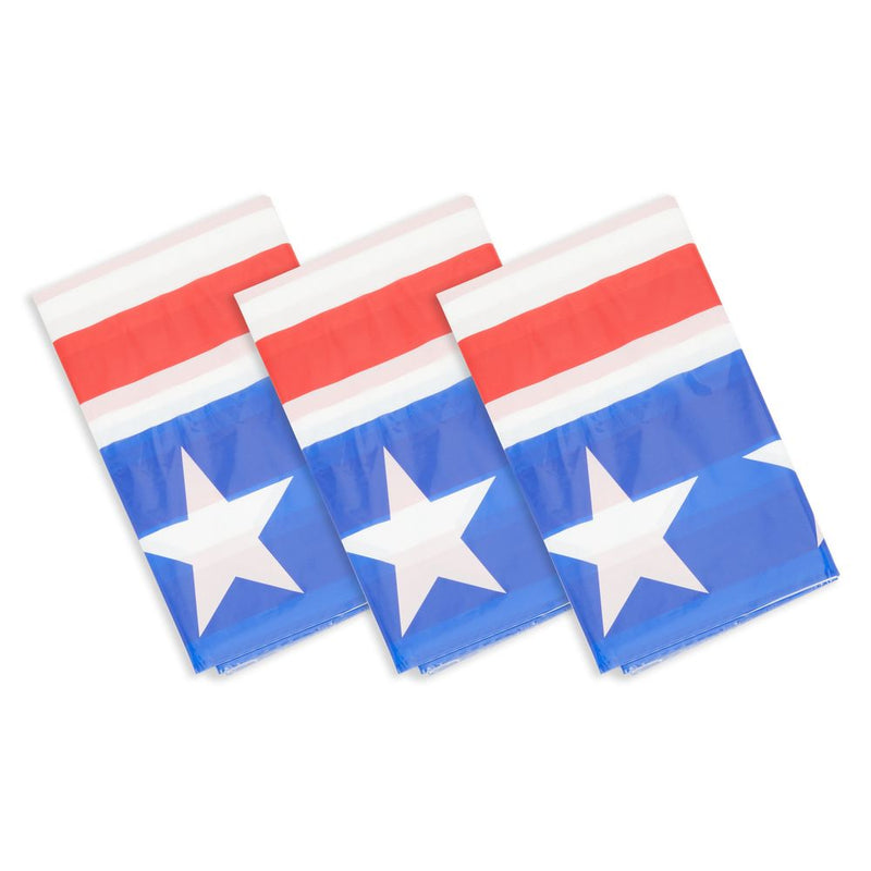 American Flag Plastic Tablecloth for 4th of July Party (54 x 108 In, 3 Pack)
