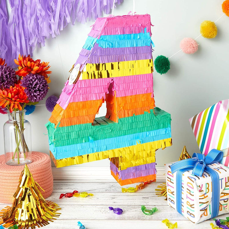 Rainbow Number 5 Pinata for 5th Birthday Party Decorations, Fiesta , Cinco  de Mayo, Anniversary Celebration (Small, 12 x 16.5 x 3 Inches)