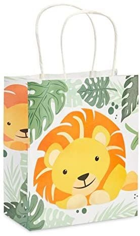 Small Lion Party Favors Bags for Jungle Safari Birthday Decorations (15 Pack)