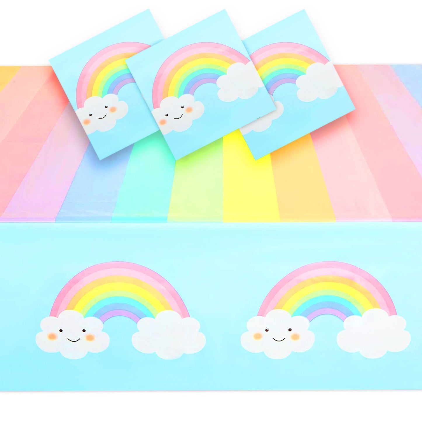 3 Pack Pastel Rainbow Tablecloth for Baby Shower Decorations, Unicorn Birthday Party (54 x 108 In)