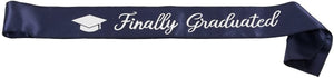 Blue Panda Graduation Sash - Graduate Satin Sash for High School, College, and Graduation Party, Grad Gifts Props and Supplies, Navy with Silver Foil Print, 33 x 3.9 inches