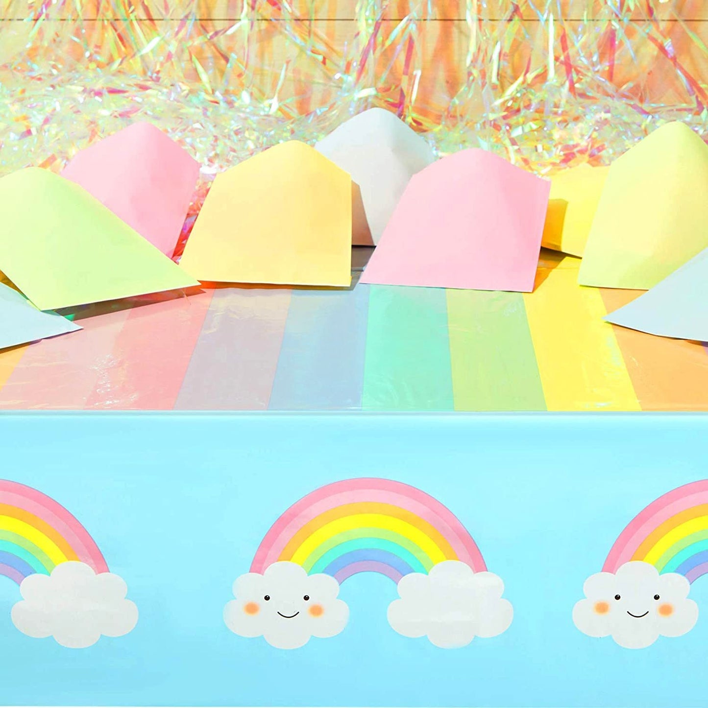 3 Pack Pastel Rainbow Tablecloth for Baby Shower Decorations, Unicorn Birthday Party (54 x 108 In)