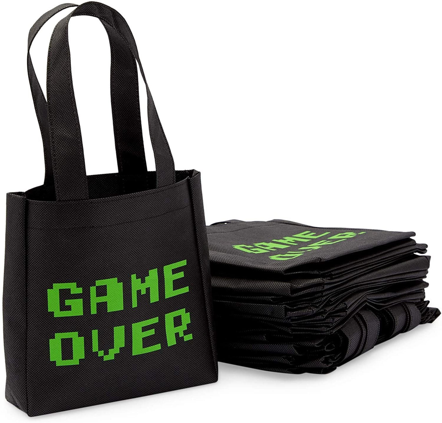 24 Pack Video Game Party Favor Bags for Boys, Gaming Canvas Gift Bags for Birthday (6.5 x 7 x 2 in)