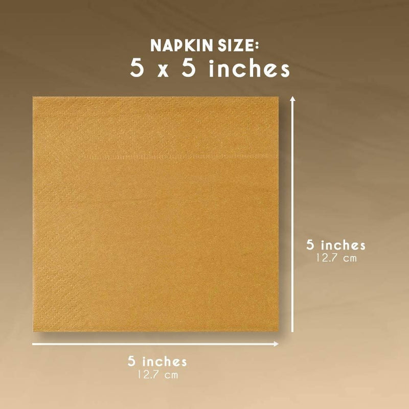 Cocktail Napkins, Mustard Yellow Paper Napkins (5 x 5 Inches, 200 Pack)