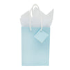 20-Pack Small Paper Gift Bags with Handles, 5.5x2.5x7.9-Inch Goodie Bags with 20 Sheets White Tissue Paper and 20 Hang Tags for Small Business (Light Blue)