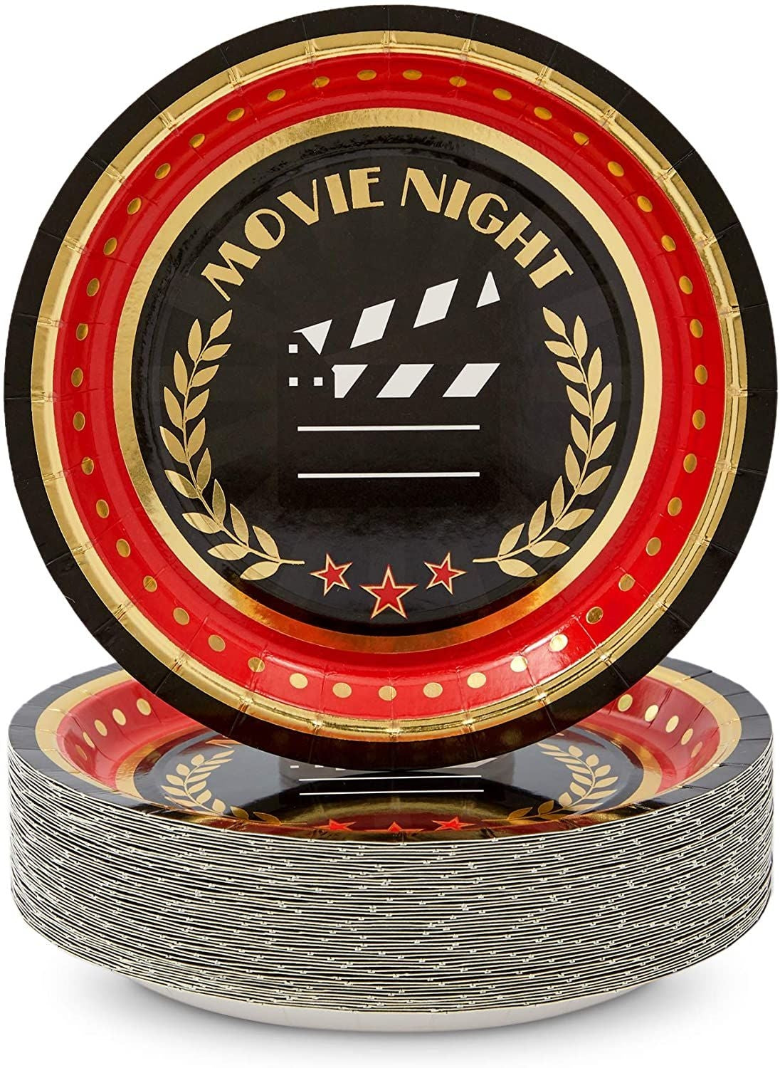 Paper Plates Movie Night Party Decorations (7 Inches, 48 Pack)