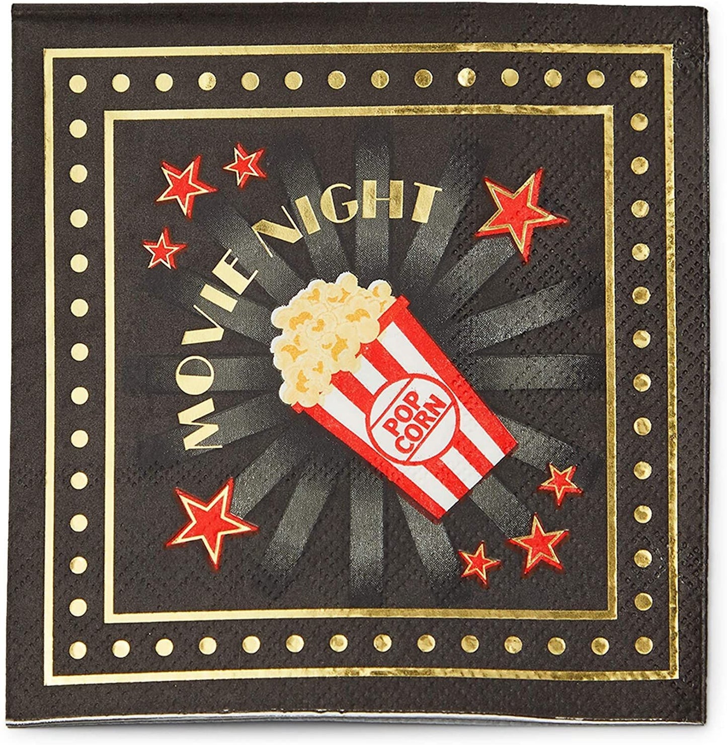 Movie Night Party Pack with Dinnerware, Hats, Banner, Tablecloths (Serves 24, 99 Pieces)