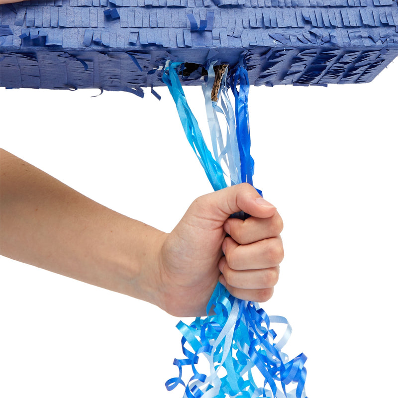 Number 4 Pull String Pinata for Boys, 4th Birthday Party Decorations, Ombre Blue (16.5 x 12 x 3 In)