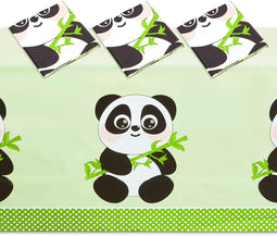 Green Tablecloth for Panda Birthday Party Decorations (54 x 108 in, 3 Pack)