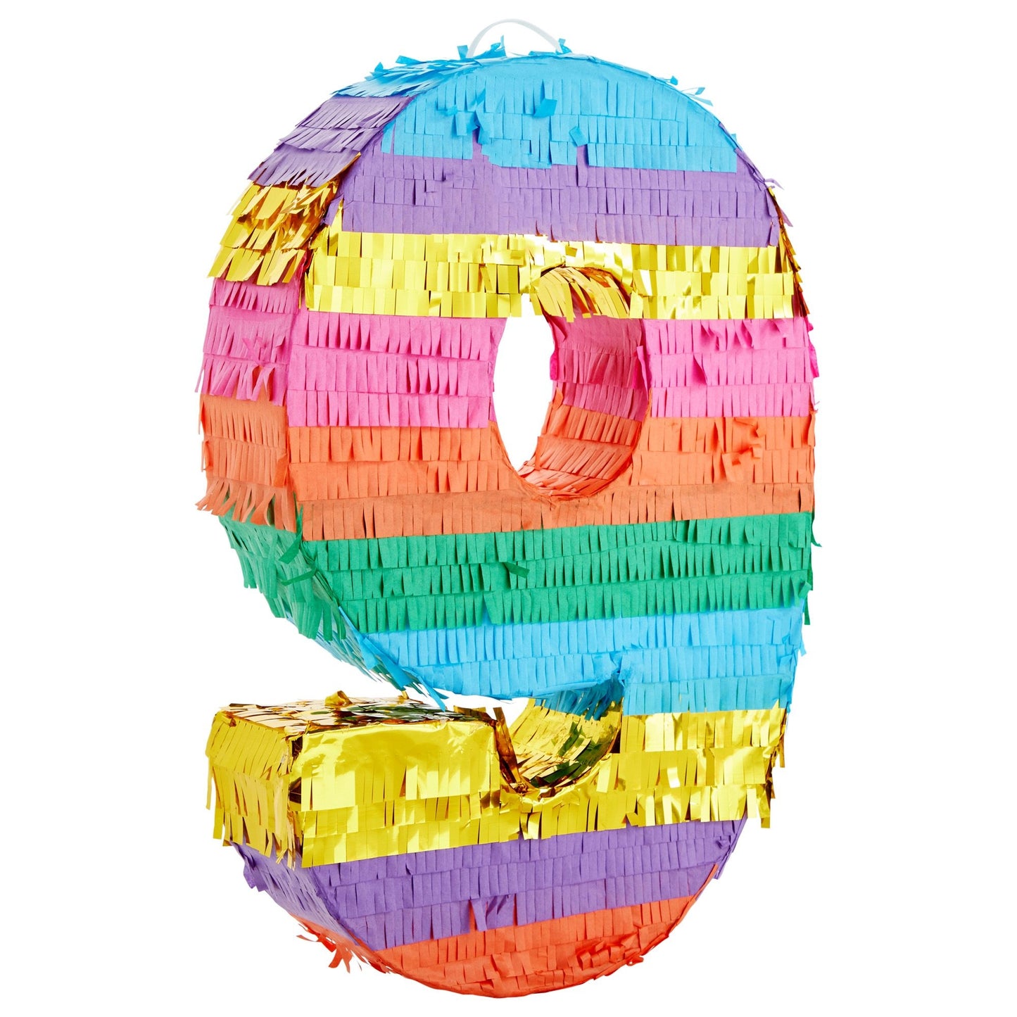 Rainbow Number 9 Pinata for 9th Birthday Party Supplies, Fiesta, Anniversary Celebration (Small, 16.5 x 11 x 3 In)