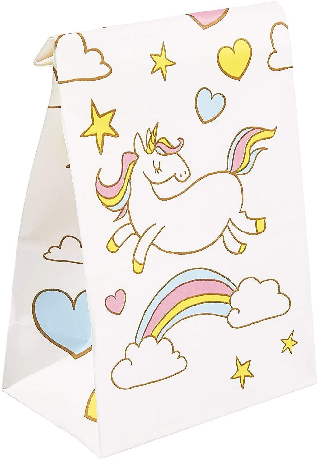 Rainbow Unicorn Party Favor Bags for Kids Birthday Party (5 x 8.5 x 3 In, 36 Pack)