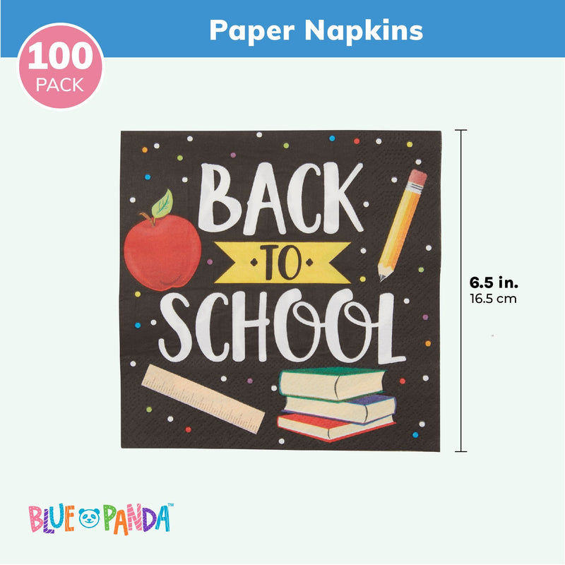 100 Pack Back to School Napkins for Classroom Party Decorations (6.5 x 6.5 In)