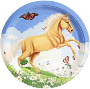 Disposable Plates - 80-Count Paper Plates, Horse Birthday Party Supplies for Appetizer, Lunch, Dinner, and Dessert, Kids Birthdays, 9 Inches in Diameter