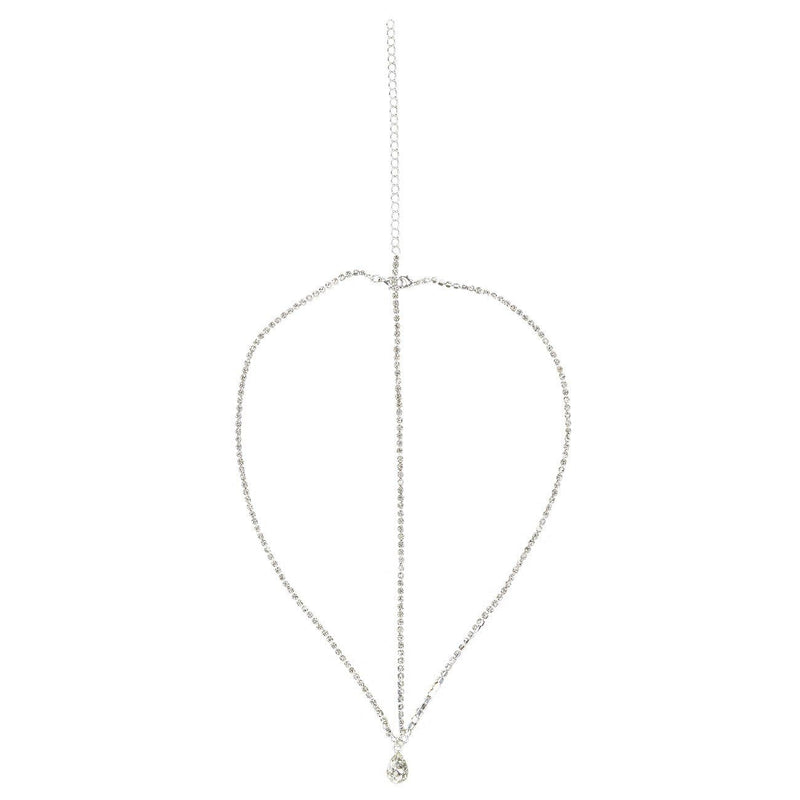 Silver Rhinestone Head Chain, Pendant Headpiece for Wedding, Bachelorette Party, Bridal Shower