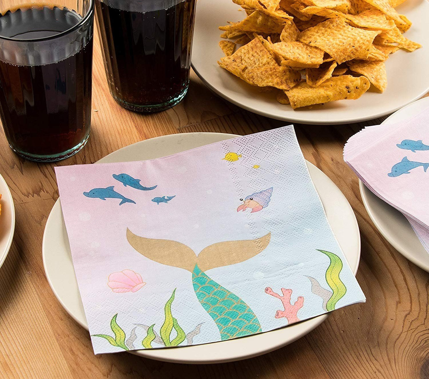 Mermaid Party Supplies, Luncheon Napkins (6.5 x 6.5 In, 150-Pack)