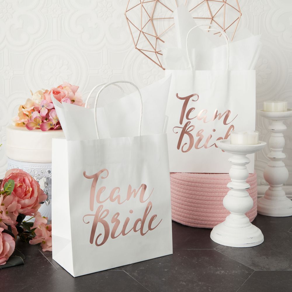 Team Bride Gift Bags for Bridesmaid Proposal, Bridal Shower Party Favors (15 Pack)