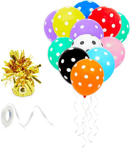150 Rainbow Balloons Party Decorations, 1 Gold Weight, 1 Ribbon