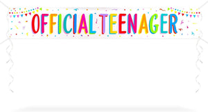 Large 13th Birthday Party Banner Decoration, Official Teenager, 118 x 19 in.