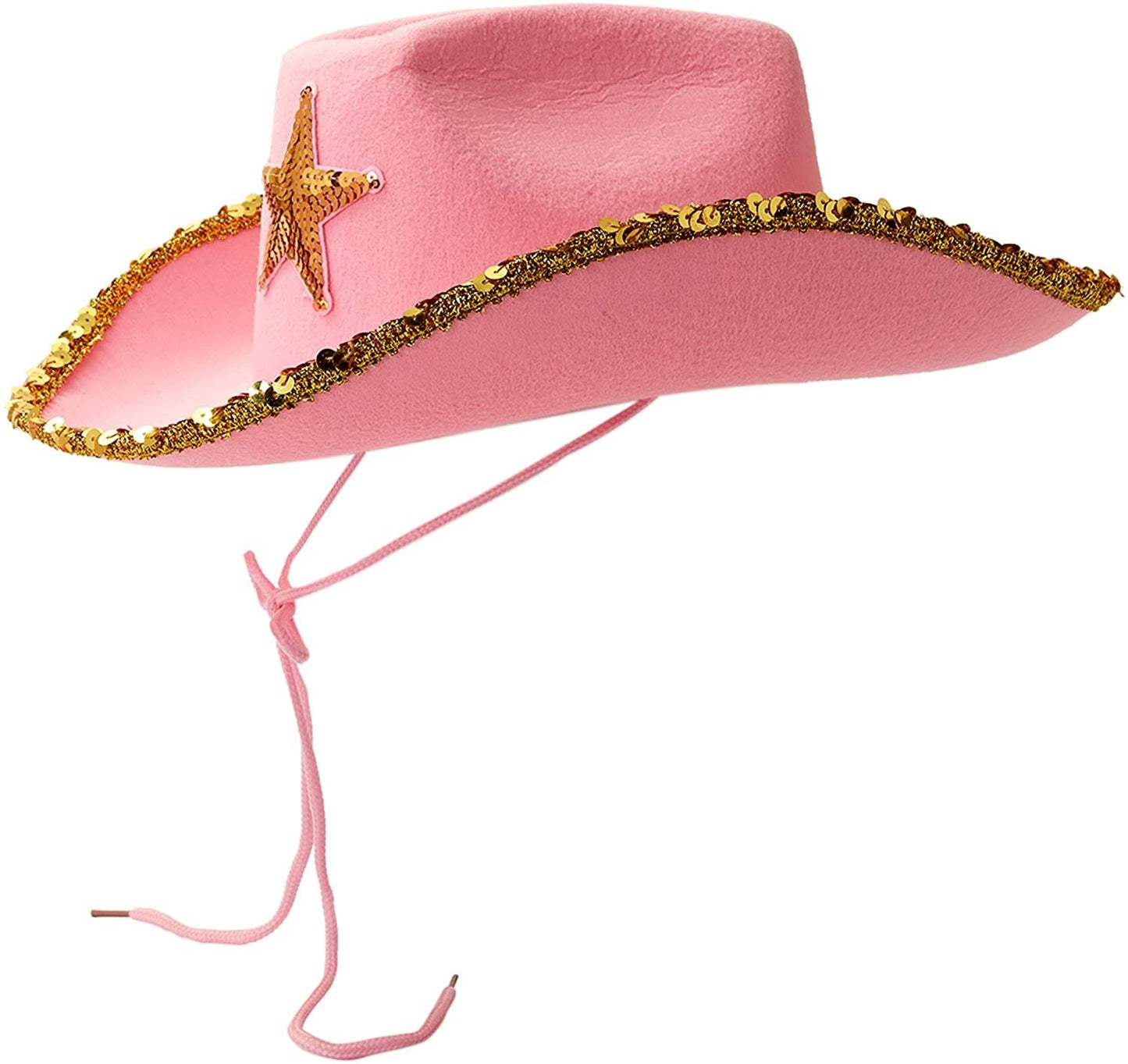 Western Cowboy and Cowgirl Hats for Kids, Pink Sparkly (4 Pack)