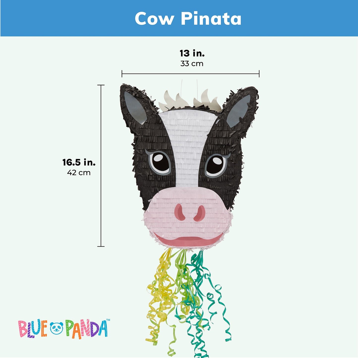 Pull String Cow Pinata for Farm Birthday Party Decorations, Girls and Boys Baby Shower Supplies (Small, 16.5 x 13 x 3 In)