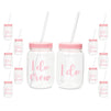 12 Pack "I Do Crew" Bachelorette Party Cups with Lids, Pink Bridal Shower Mason Jar Gifts (18 oz)