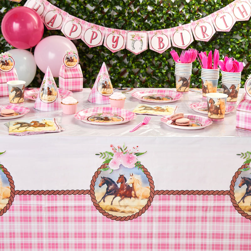 3 Pack Horse Plastic Table Covers, Cowgirl Birthday Party Supplies for Girls (54 x 108 In)