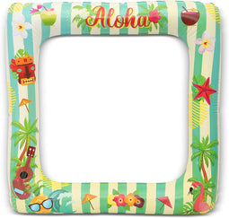 2 Packs Aloha Hawaiian Luau Inflatable Photo Booth Frame, Picture Selfie Props for Birthday Wedding Summer Pool Party Supplies Graduation