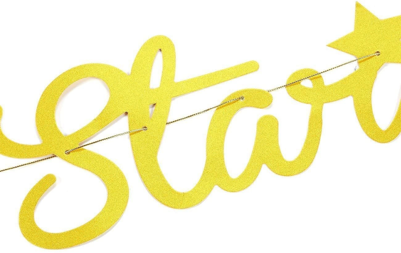 2-Pack Star Banner Garland Decorations - Twinkle Twinkle Star Baby Shower Party Decor Gold Stars Banner Birthday Decorations for Children Parties - 10 Feet in Length