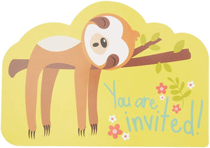 Blue Panda Sloth Invitations for Birthday Party with Envelopes (36 Count)