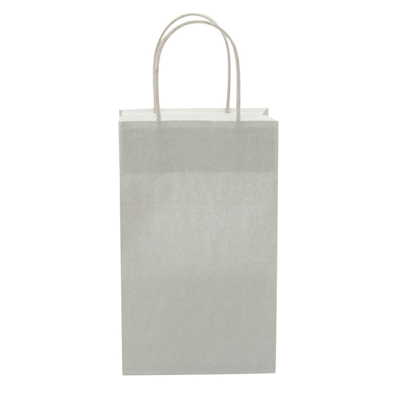 25-Pack Gray Gift Bags with Handles, 5.5x3.2x9-Inch Paper Goodie Bags for Party Favors and Treats, Birthday Party Supplies