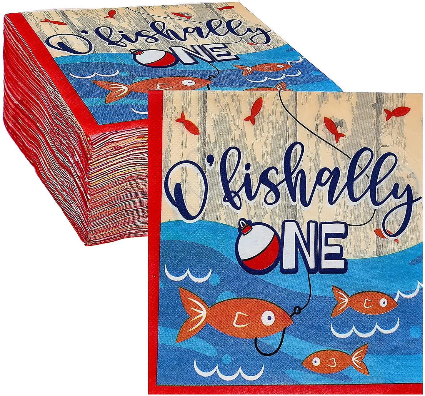 O'fishally One Paper Napkins for Kids 1st Birthday Party (6.5 In, 100 Pack)