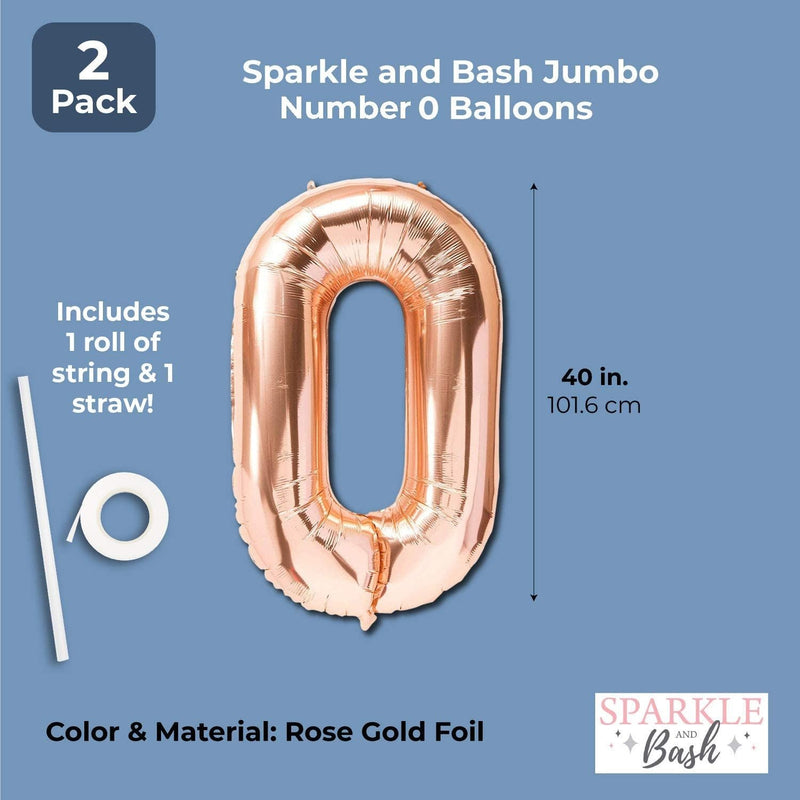 Rose Gold Foil Number 0 Party Balloons (40 in, 2 Pack)