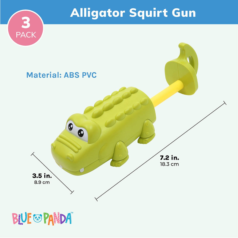 3 Pack Mini Alligator Water Squirt Guns for Kids, Crocodile Swimming Pool Toys, Outdoor Games, Summer Party Favors