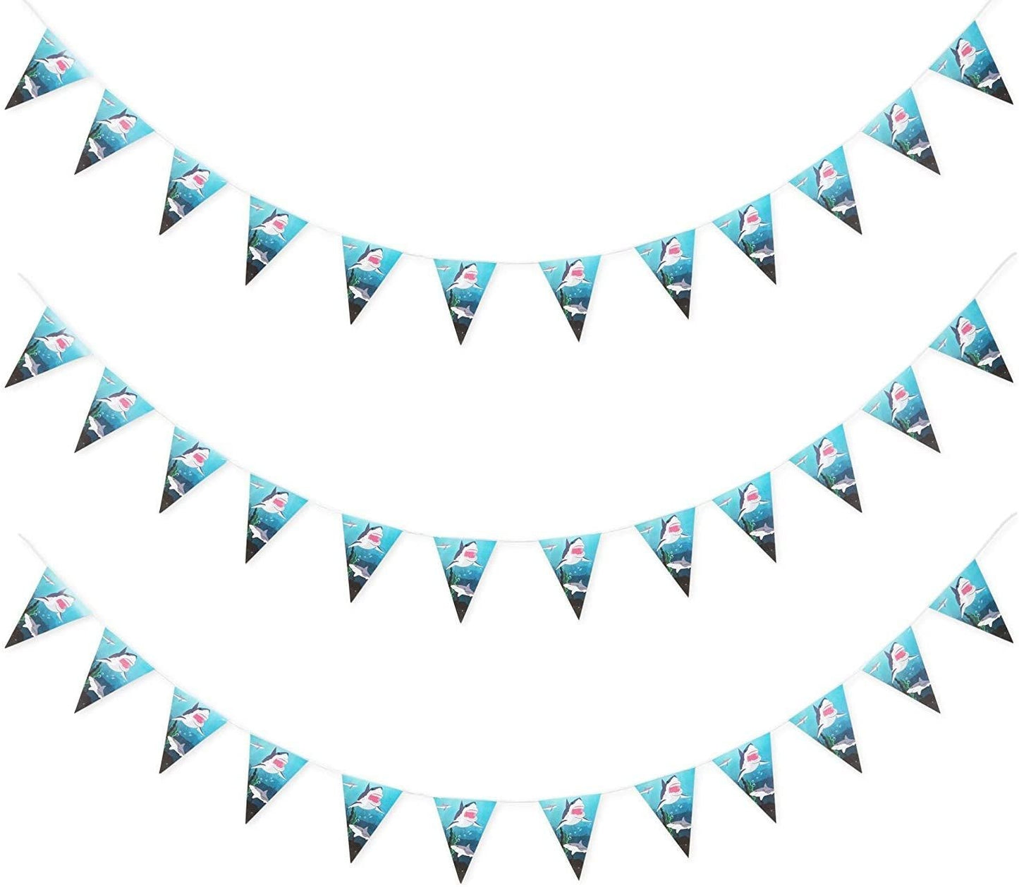 Shark Party Supplies, Banner Flags (11 ft, 3 Pack)